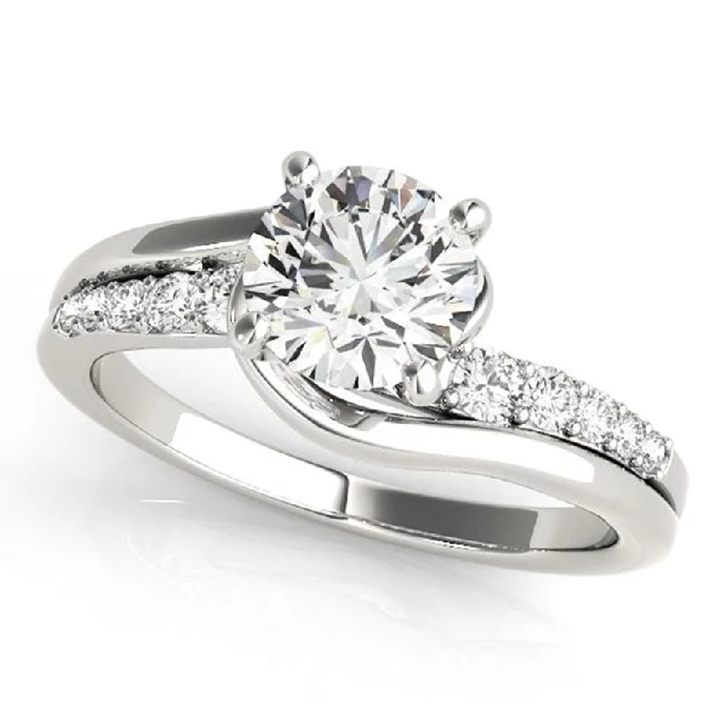 Ladies engagement ring with halo-Auriya Modern 1/2ct Moissanite and Diamond Engagement Ring 1/4ctw 14k Gold