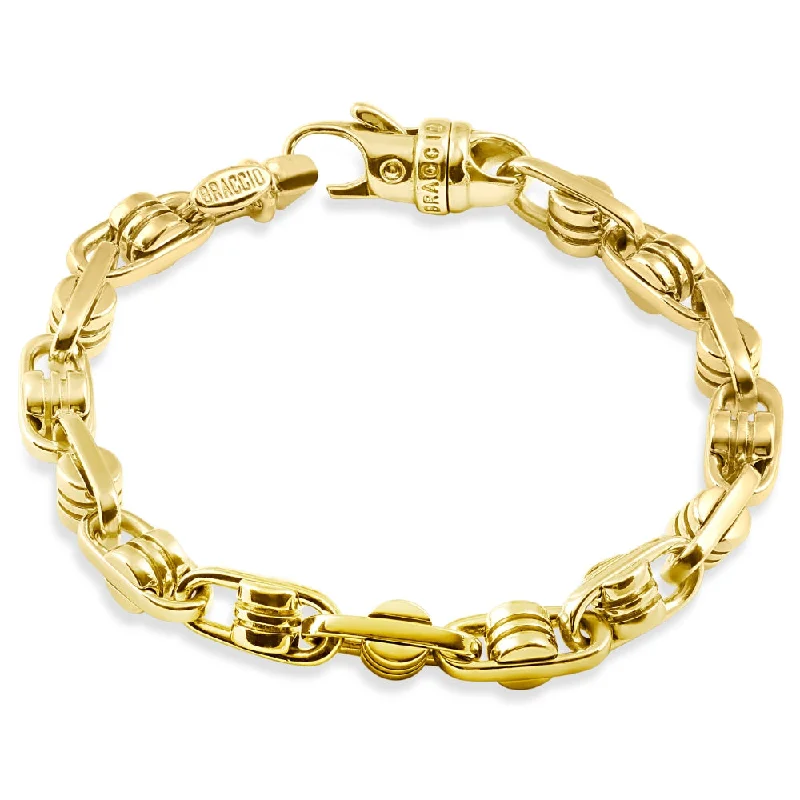 Ladies boho bracelet-Men's Link 14k Gold (62gram) or Platinum (101gram) 7.5mm Bracelet 9"