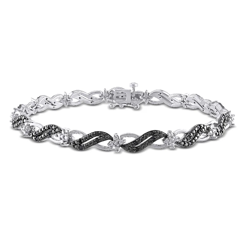 Ladies trendy bracelet-Miadora Sterling Silver 1/4ct TDW Black Diamond Infinity Bracelet