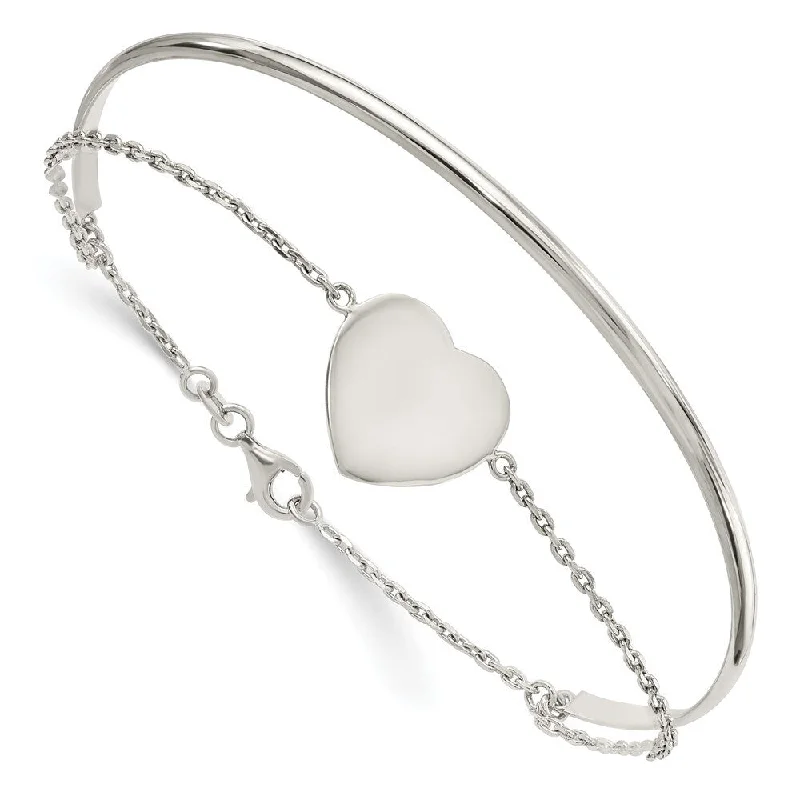 Ladies gold tennis bracelet-925 Sterling Silver Heart Ring and Bangle Bracelet (7.97grm)