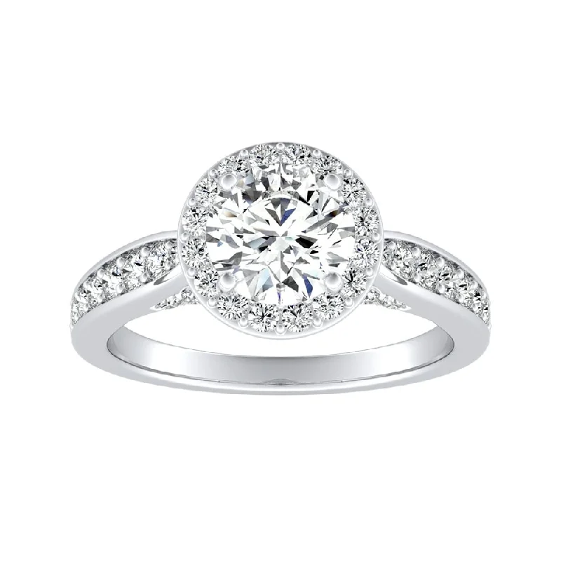 Ladies unique engagement ring-Auriya 14k Gold 2 1/2ct Round Moissanite and 1/2ct TDW Diamond Halo Engagement Ring