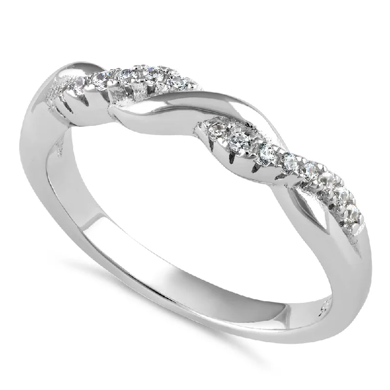 Ladies bespoke engagement ring-Sterling Silver Braided CZ Ring