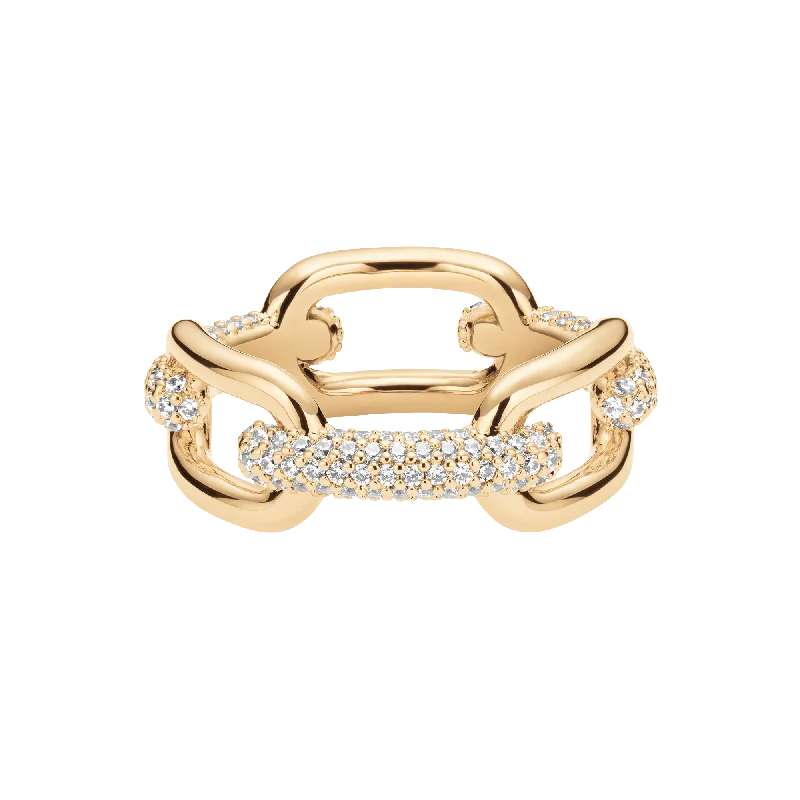 Ladies unique engagement ring-Crystal Link Ring Gold