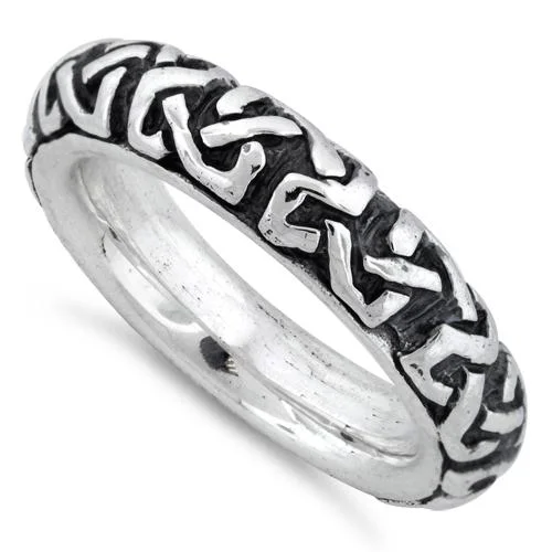 Ladies vintage gemstone ring-Sterling Silver Oxidized Celtic Ring