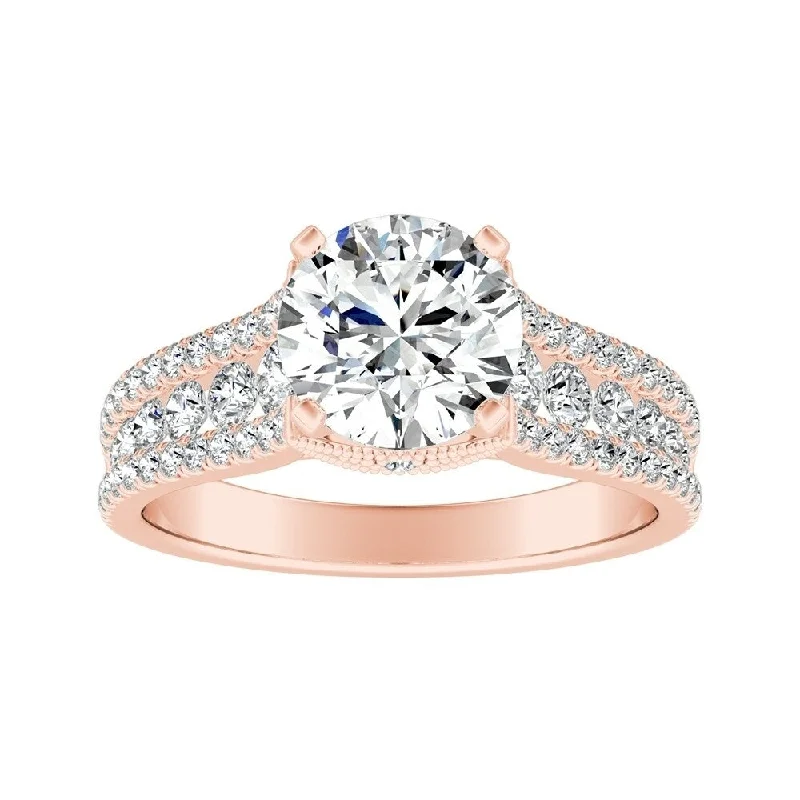 Ladies cushion halo engagement ring-Auriya 14k Gold Vintage 4ct Moissanite and Diamond Engagement Ring 5/8ctw