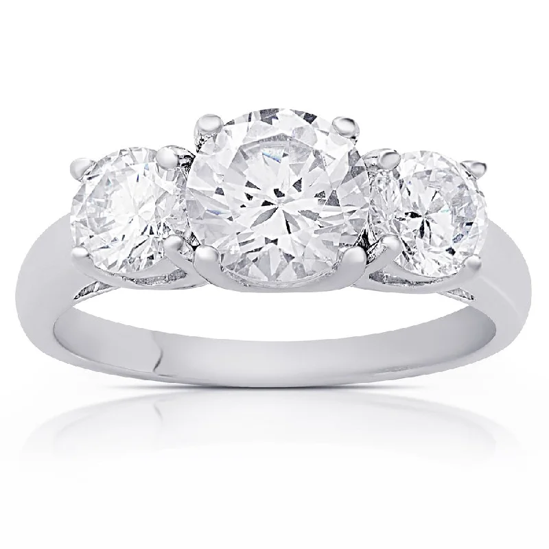 Ladies twist design engagement ring-Dolce Giavonna Sterling Silver Cubic Zirconia Three Stone Engagement Ring (Size 7)