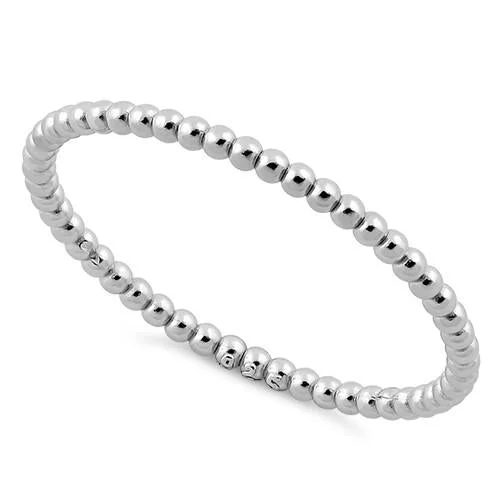 Ladies silver band ring-Sterling Silver 1.5mm Stackable Bead Ring