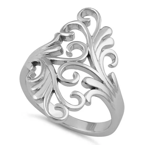 Ladies sapphire wedding ring-Sterling Silver Swirls Ring