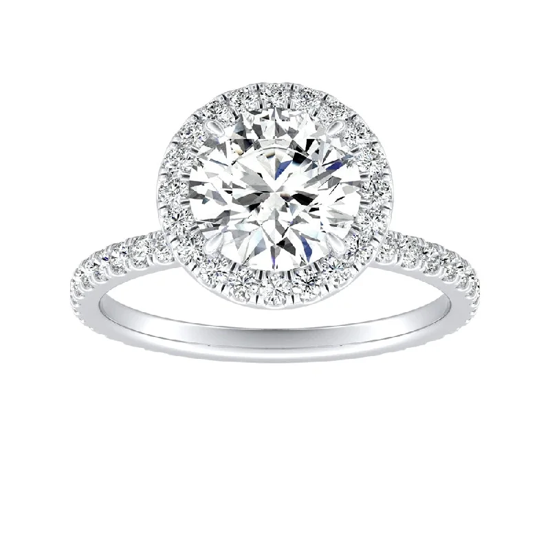 Ladies oval engagement ring-Auriya 14k Gold 1/2ctw Moissanite Halo Diamond Engagement Ring 5/8ct TDW