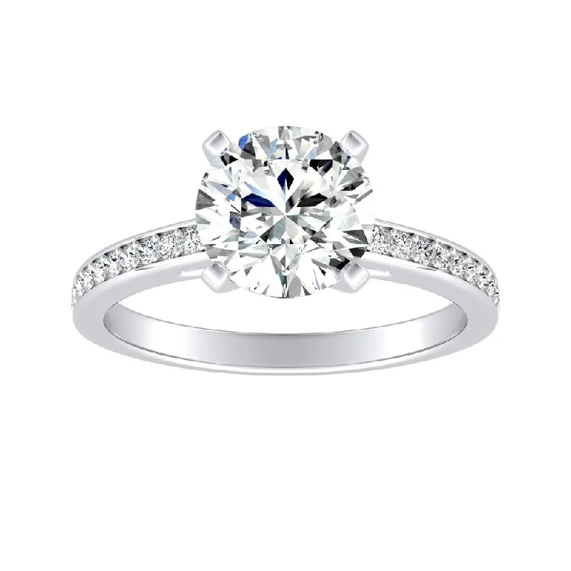 Ladies twist design engagement ring-Auriya 14k Gold 3ct Round Moissanite and Diamond Engagement Ring 1/6ctw