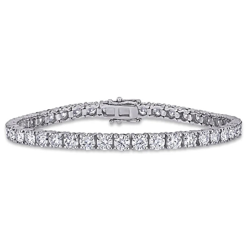 Ladies personalized bracelet-Miadora 10 1/2ct DEW Moissanite Classic Tennis Bracelet in 14k White Gold - 7 in x 4.3 mm x 3.2 mm