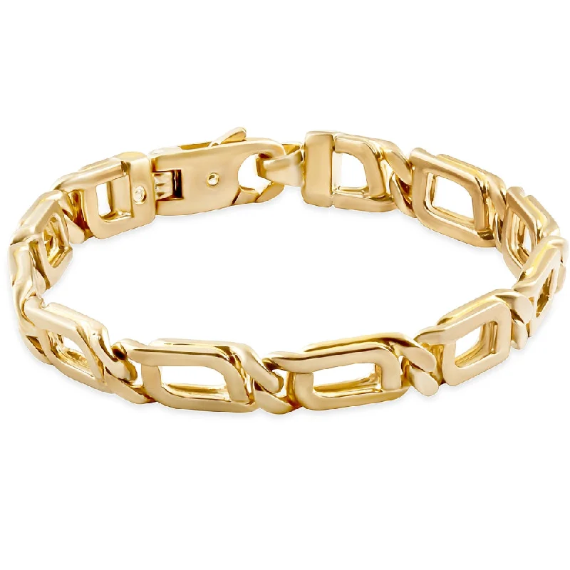 Ladies gold cuff bangle-Men's Link 14k Gold (38gram) or Platinum (61gram) 8.5mm Bracelet 8"