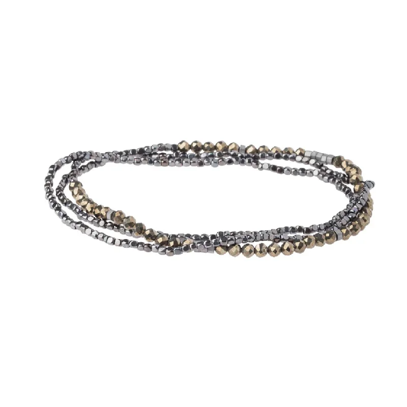 Ladies diamond tennis bracelet-Delicate Stone Bracelet & Necklace  Pyrite - Stone of Positive Energy