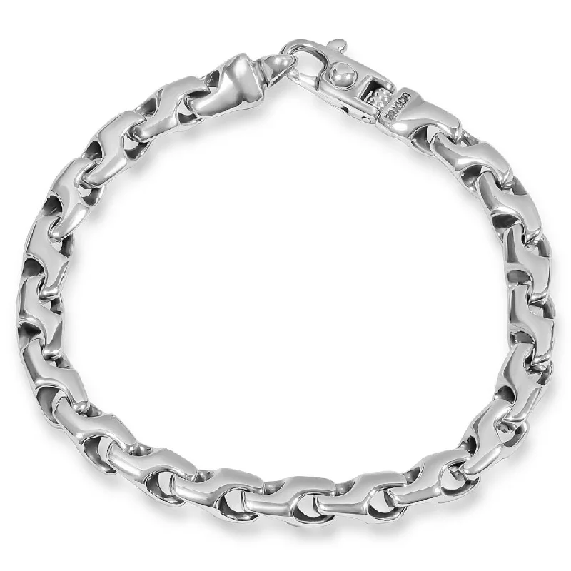 Ladies bracelet with crystals-Men's 14k Gold (27gram) or Platinum (50gram) 6.5mm Link Bracelet 8.5"