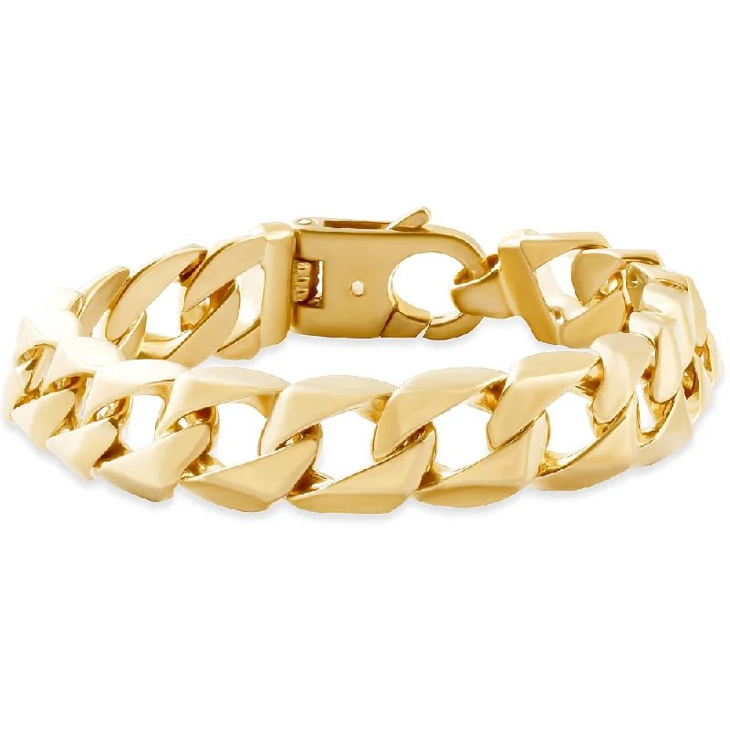 Ladies bangles with gemstones-Men's Curb Link 14k Gold (78gram) or Platinum (126gram) 14mm Bracelet 9"