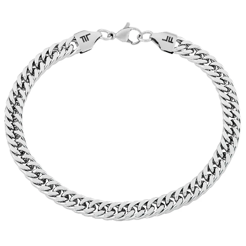 Ladies diamond tennis bracelet-London Fog Chain Link 8 Inch Stainless Steel Bracelet