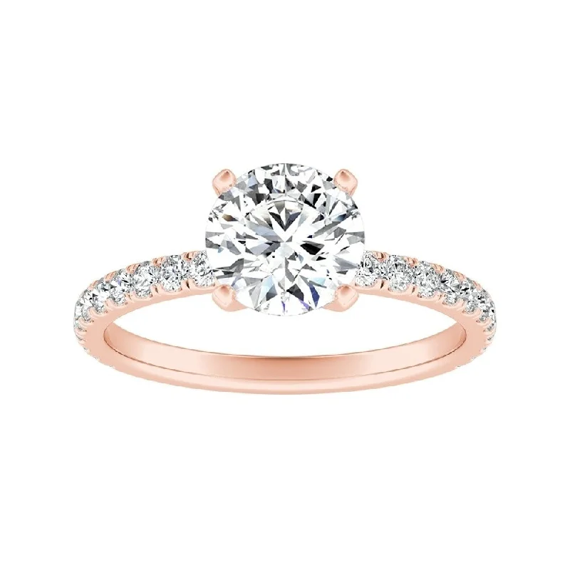 Ladies simple diamond engagement ring-Auriya 14k Gold Classic 3ct Moissanite and Diamond Engagement Ring 1/3ctw