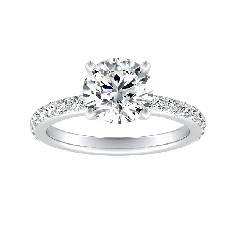 Ladies white gold engagement ring-Auriya 14k Gold 3ctw Round Moissanite and Diamond Engagement Ring 1/3ct TDW