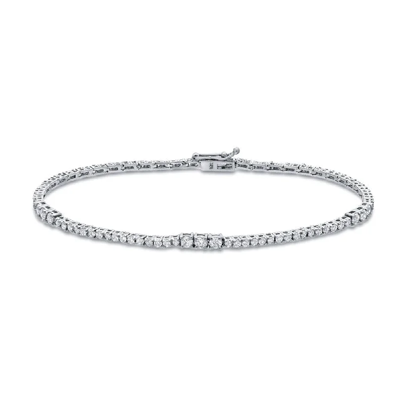 Ladies bracelet with crystals-Auriya 14k White Gold 2ct TDW Round Diamond Tennis Bracelet