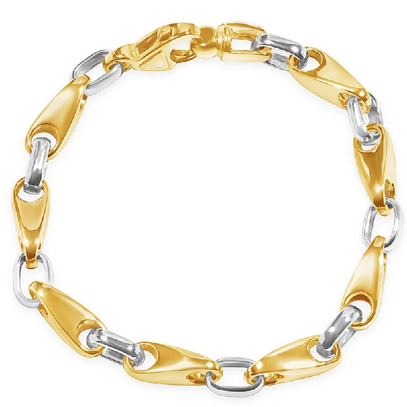 Ladies elegant charm bracelet-Men's Link 14k Gold (46gram) or Platinum (74gram) 7mm Bracelet 8.5"