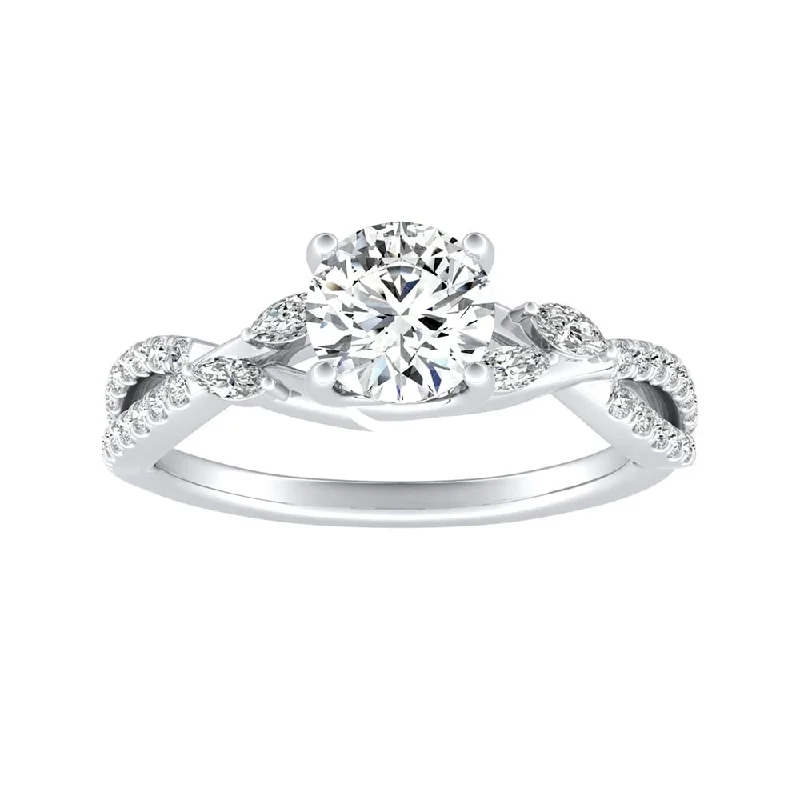 Ladies antique engagement ring-Auriya Infinity Round 1/2ct Moissanite and 1/8ctw Diamond Engagement Ring 14K Gold