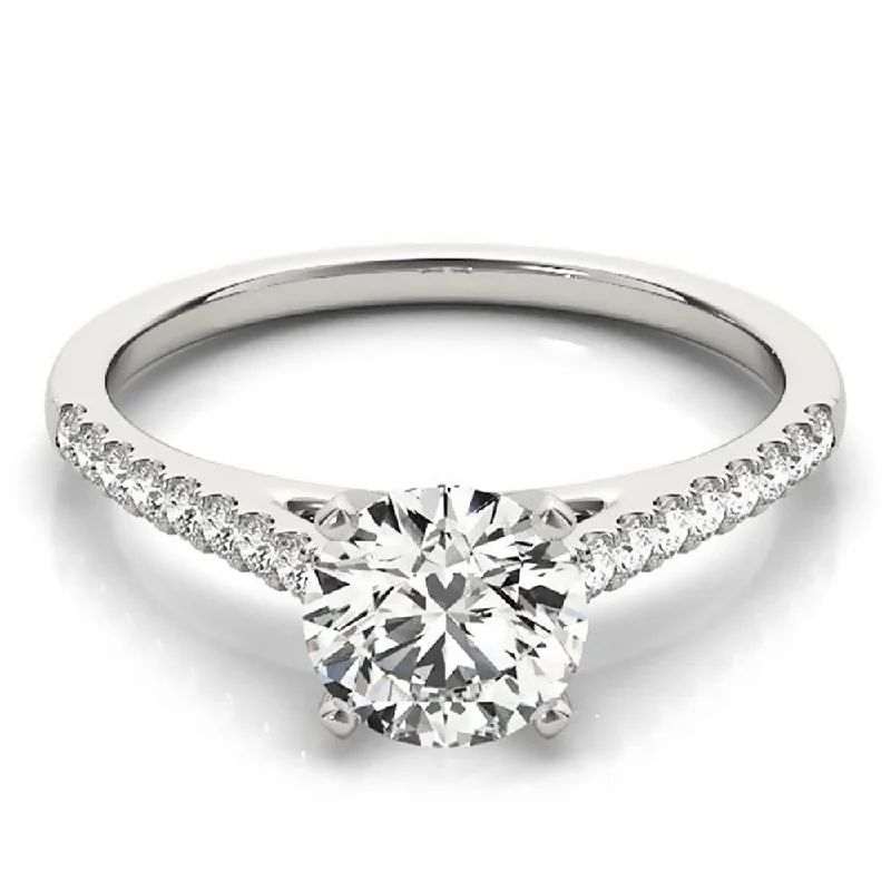 Ladies engagement ring with a twist-Auriya Classic 2ct Moissanite and Diamond Engagement Ring 1/6ctw 14K Gold