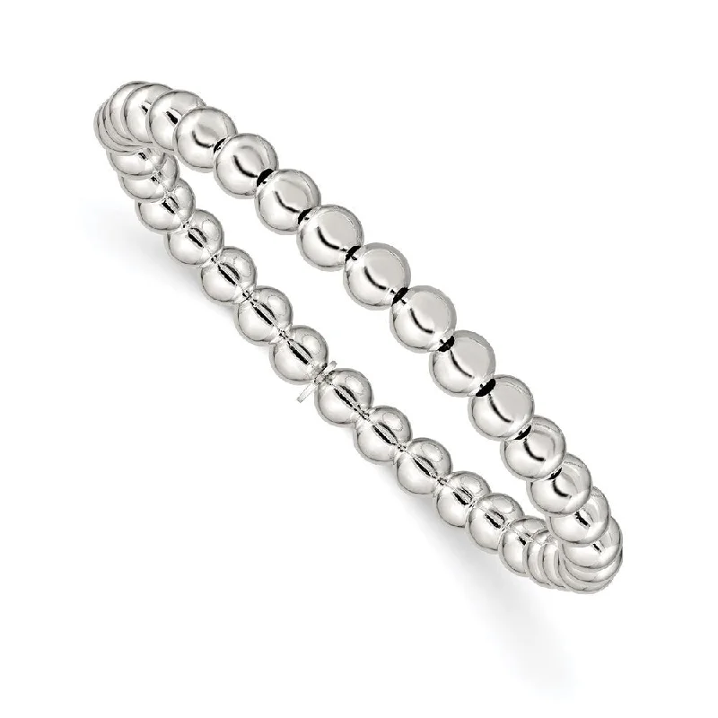 Ladies gold link bracelet-925 Sterling Silver Bead Stretch Bracelet