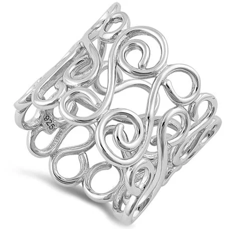 Ladies luxury ring-Sterling Silver Wavy Ring