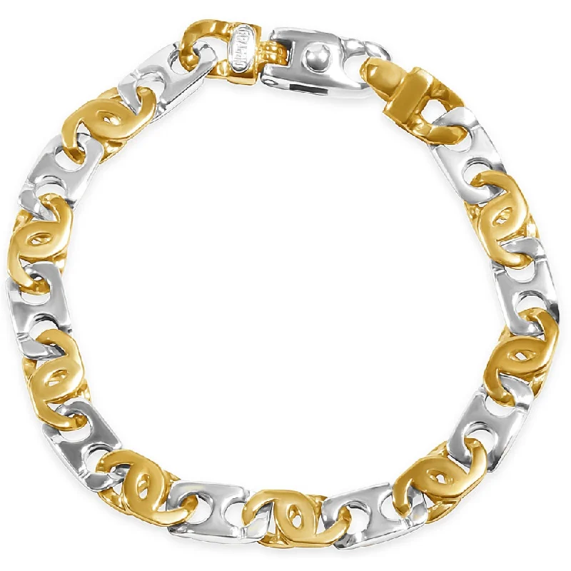 Ladies handmade bracelet-Men's Mariner Link 14k Gold (34gram) or Platinum (56gram) 8mm Bracelet 9"