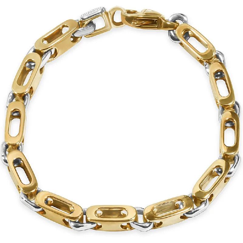 Ladies leather bracelet-Men's Link 14k Gold (43gram) or Platinum (69gram) 6mm Bracelet 8.5"