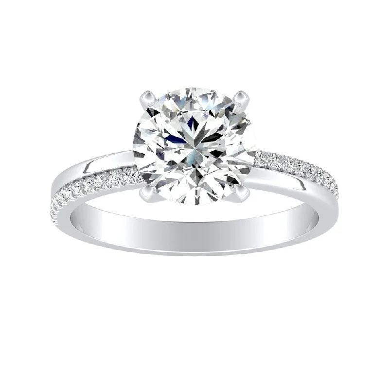 Ladies classic diamond engagement ring-Auriya 14k Gold Modern 2ct Moissanite and Diamond Engagement Ring 1/8ctw