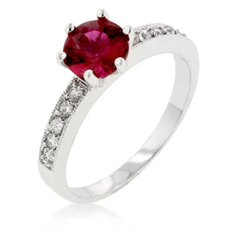 Ladies engagement ring with tanzanite-Petite Garnet Red Engagement Ring