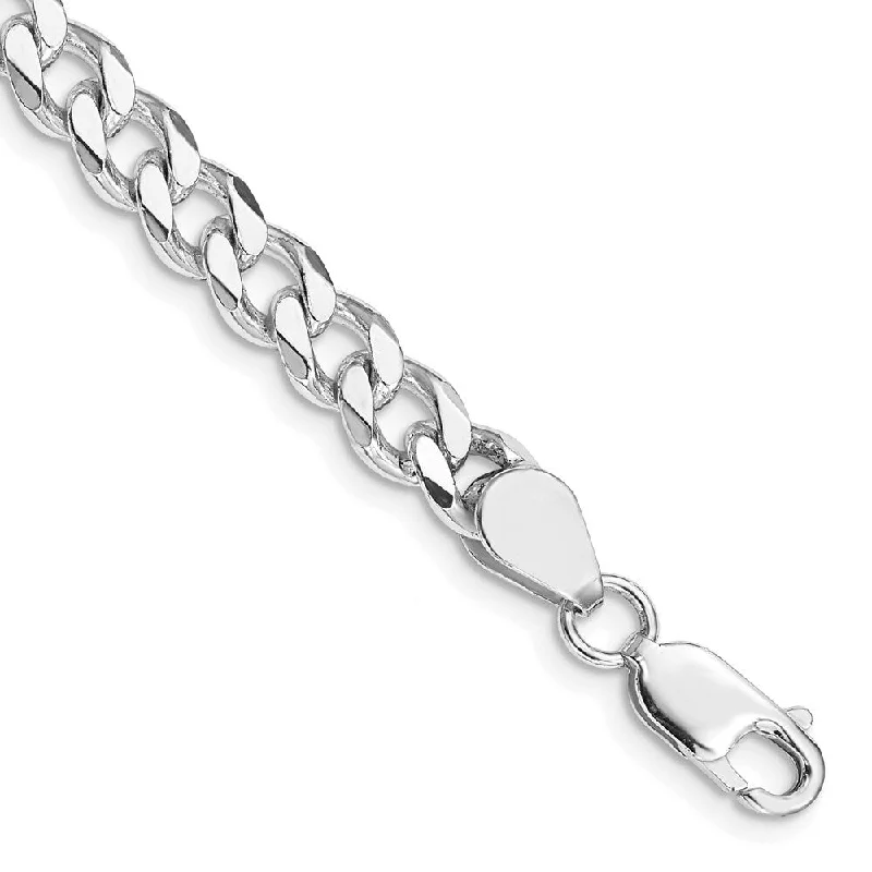 Ladies fashion bracelet-925 Sterling Silver Rhodium-plated 7mm Curb Chain Bracelet, 9"