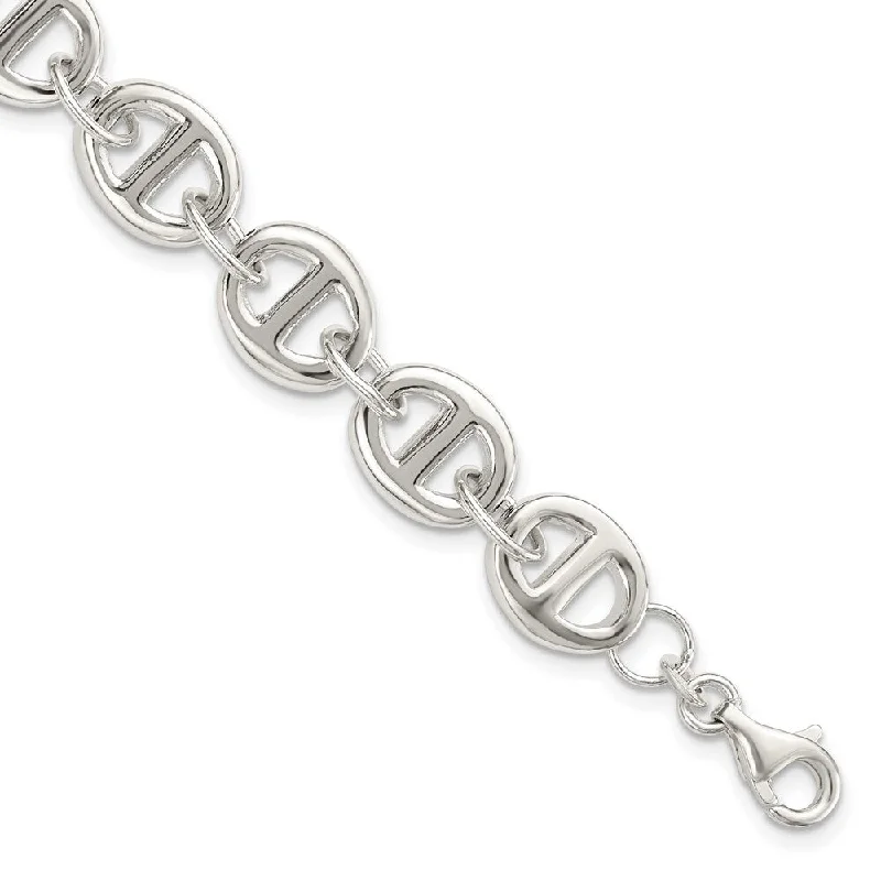 Ladies bracelet set-925 Sterling Silver Fancy Link Bracelet, 7.5" (W-9.95mm)