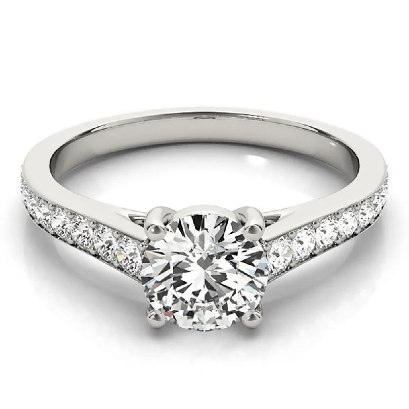 Ladies classic solitaire engagement ring-Auriya Round 3/4ct Moissanite and 1/3ctw Diamond Engagement Ring 14K Gold