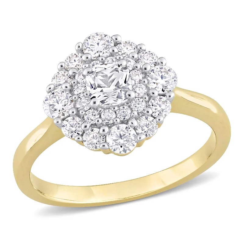 Ladies elegant engagement ring-Miadora 1ct DEW Created Moissanite Engagement Ring in 10k Yellow Gold