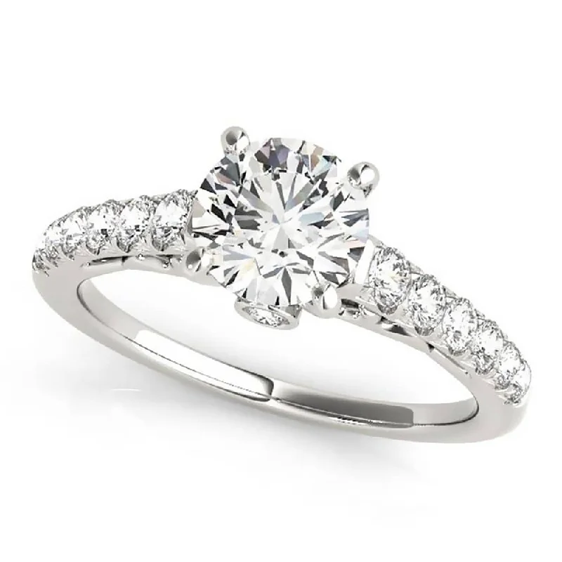 Ladies traditional engagement ring-Auriya Classic 2 carat Moissanite and Diamond Engagement Ring 3/8ctw 14K Gold