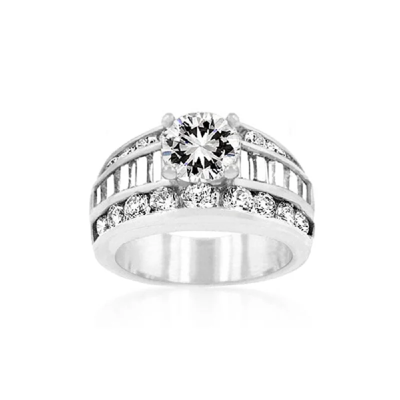 Ladies radiant diamond engagement ring-Opulent Romance - The Luxurious Engagement Ring