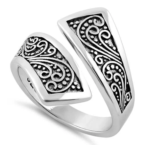 Ladies stylish engagement ring-Sterling Silver Bali Swirl Ring