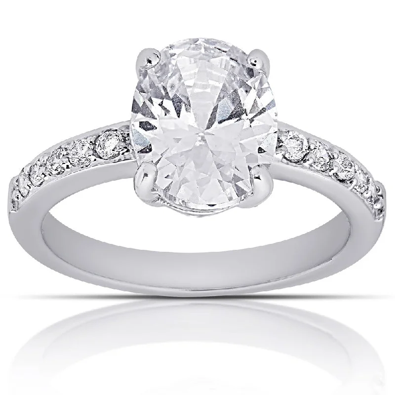 Ladies three-stone engagement ring-Dolce Giavonna Silver Overlay Oval Cubic Zirconia Solitaire Engagement Ring