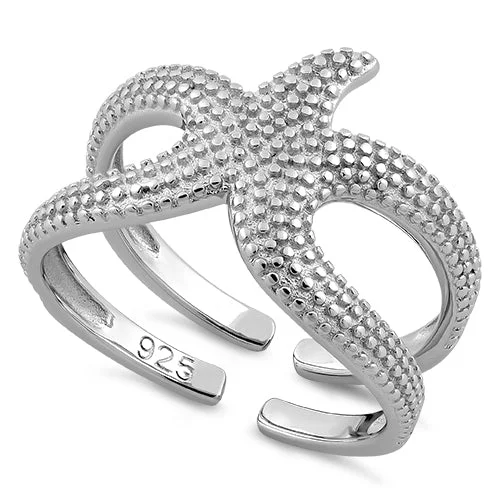 Ladies emerald ring-Sterling Silver Starfish Ring