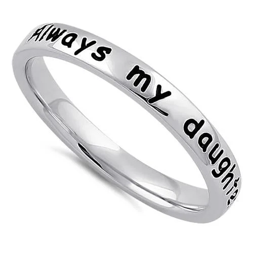 Ladies gold ring-Sterling Silver "Always my daughter, forever my friend" Ring