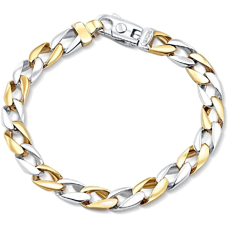 Ladies leather cuff bracelet-Solid 14k Gold or Platinum 8.5mm Cuban Link Men's Chain Bracelet 32.8 - 50 Grams