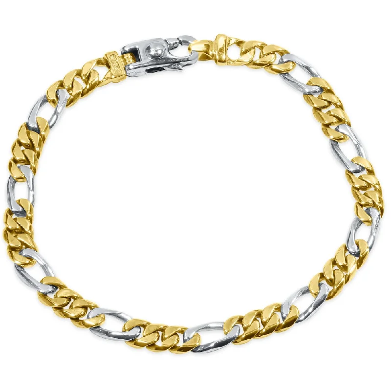 Ladies birthstone bracelet-Men's Figaro Link 14k Gold (28gram) or Platinum (45gram) 6.5mm Bracelet 8.5"