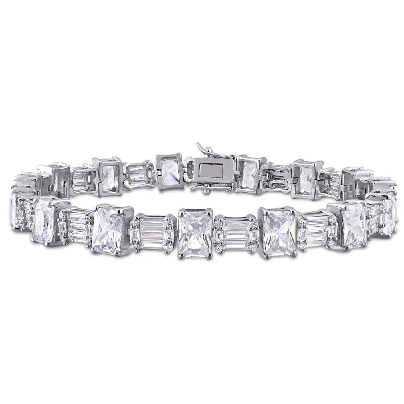 Ladies bracelet for women-Miadora Sterling Silver 71ct TGW Multi-Cut Cubic Zirconia Tennis Bracelet