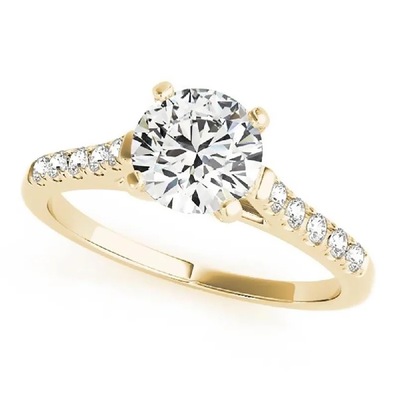 Ladies classic diamond engagement ring-Auriya 14k Gold 2 1/2ct Round Moissanite and 1/6ctw Diamond Engagement Ring