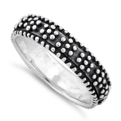 Ladies diamond cluster ring-Sterling Silver Oxidized Dots Eternity Ring