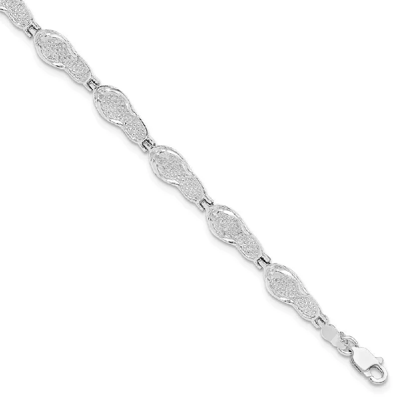 Ladies infinity bangle-925 Sterling Silver Flip-flop Bracelet, 7.25" (W-5.82mm)