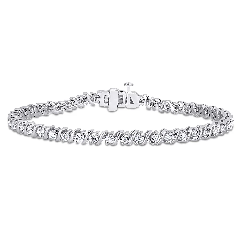 Ladies elegant bracelet-Miadora 2 3/4ct DEW Moissanite Tennis Bracelet in Sterling Silver - 7.25 in x 4.1 mm x 2.9 mm