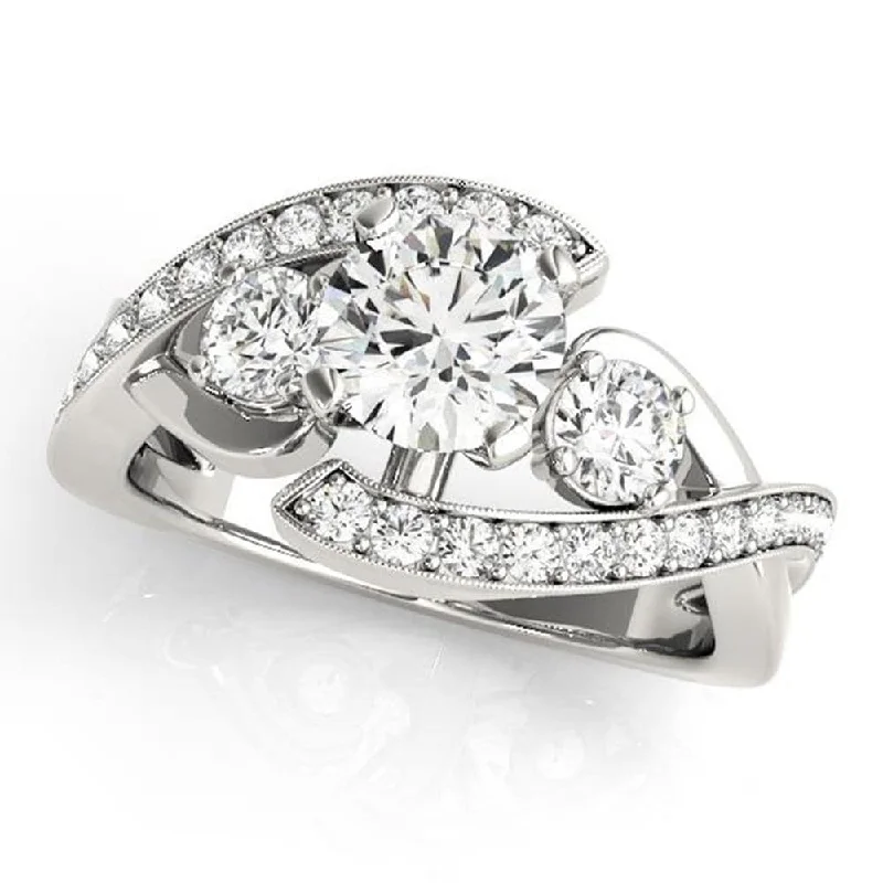 Ladies art deco engagement ring-Auriya 14k Gold Unique 3ct Moissanite 3-Stone Diamond Engagement Ring 5/8ctw